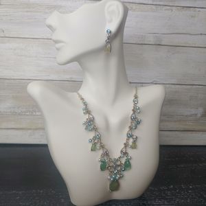 Boho beaded necklace with matching earrings